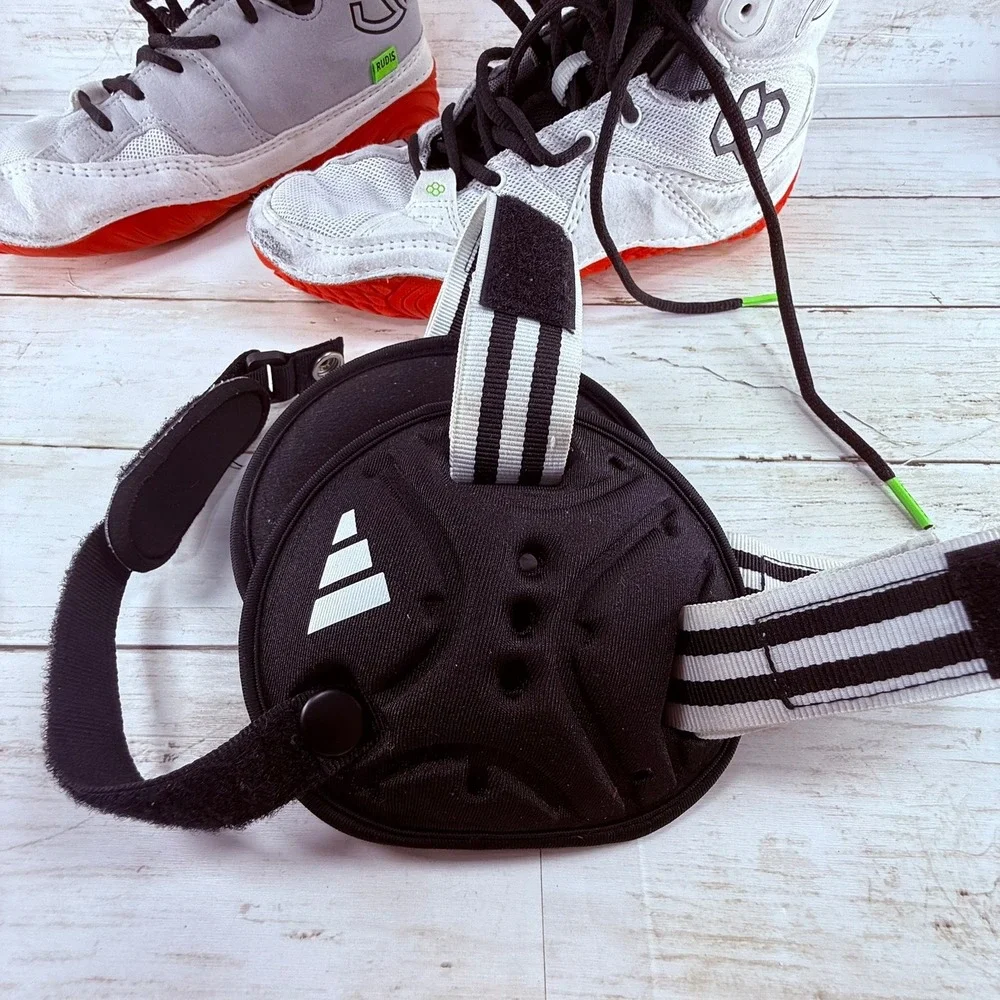 Rudis JB Elite Wrestling Shoes Mens 6.5 Womens 8 Gray Red and Adidas‎ Headgear